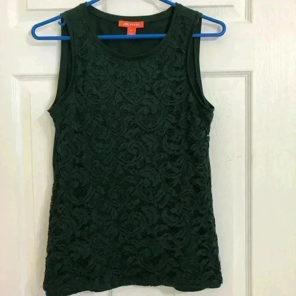 Joe Fresh Green Lace Sleeveless Shirt Size  Small - Picture 1 of 13